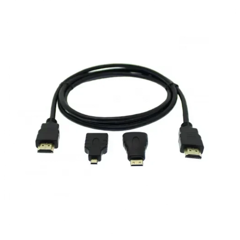 Καλώδιο HDMI 1.5m 1.4V, 3D με αντάπτορες Mini HDMI και Micro HDMI YWX-3X1 μαύρο
