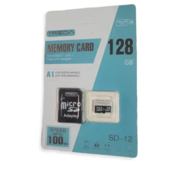 Κάρτα μνήμης Micro SDHC 128GB Class 10 U1 A1 UHS-1 με αντάπτορα SD Treqa SD-12-128GB