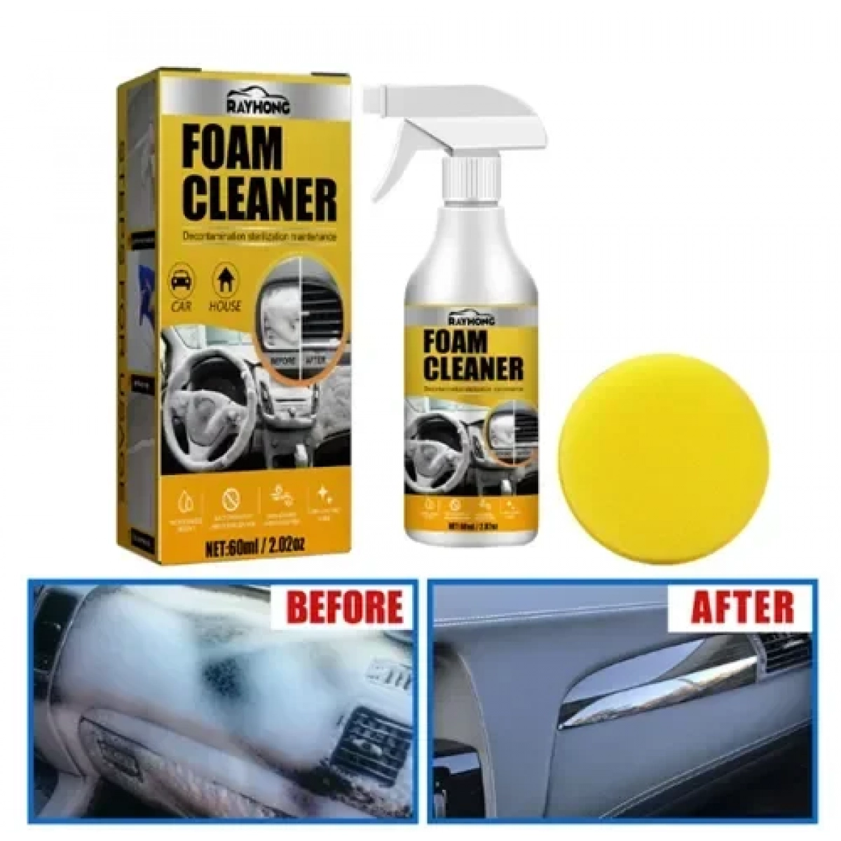 Καθαριστικό αφρού αυτοκινήτου 60ml Foam Cleaner Rayhong - Image 2