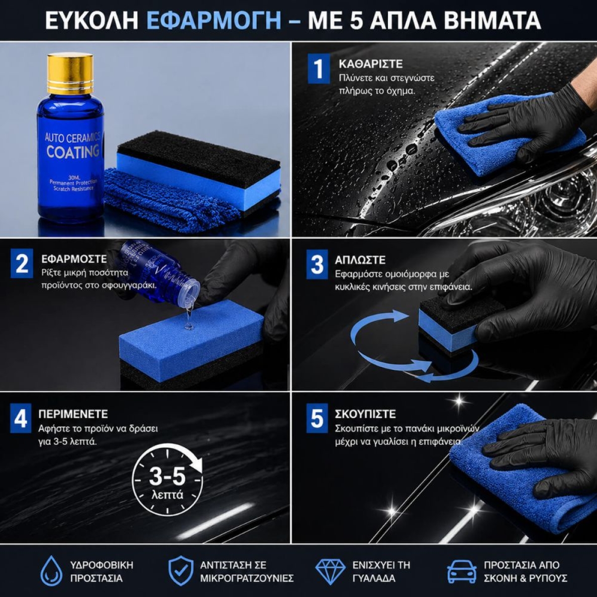 Κιτ επιδιόρθωσης αυτοκινήτου για ρωγμές και γρατζουνιές με κεραμική επίστρωση 30ml Rayhong