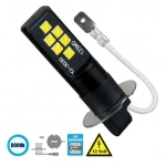 Λάμπα LED H3 12V 12 SMD φώτα ημέρας 6000K 1τμχ μαύρη