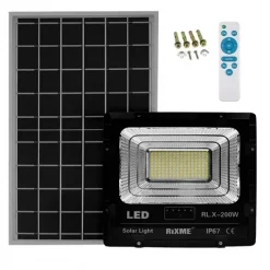 Led αδιάβροχος ηλιακός προβολέας 200W 20480LM με πάνελ και τηλεχειριστήριο Rixme RL.X-200W