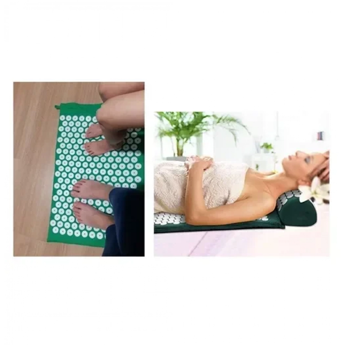 Μαξιλάρι και Χαλάκι Μασάζ Acupressure Mat για Χαλάρωση Σώματος – Πράσινο - Image 3