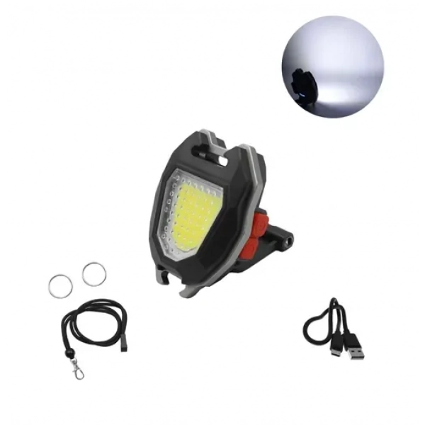 Mini επαναφορτιζόμενος φακός LED COB ψυχρό – θερμό – κόκκινο με αναπτήρα IPX4