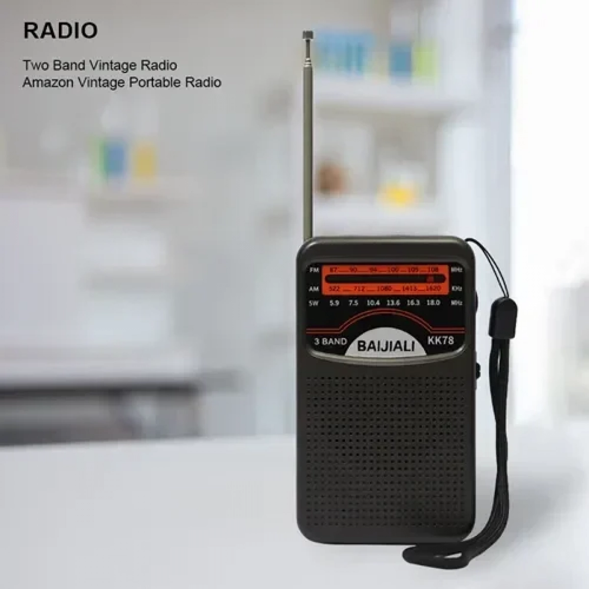 Mini φορητό ψηφιακό ραδιόφωνο SW/AM/FM LCD KK78 μαύρο - Image 3