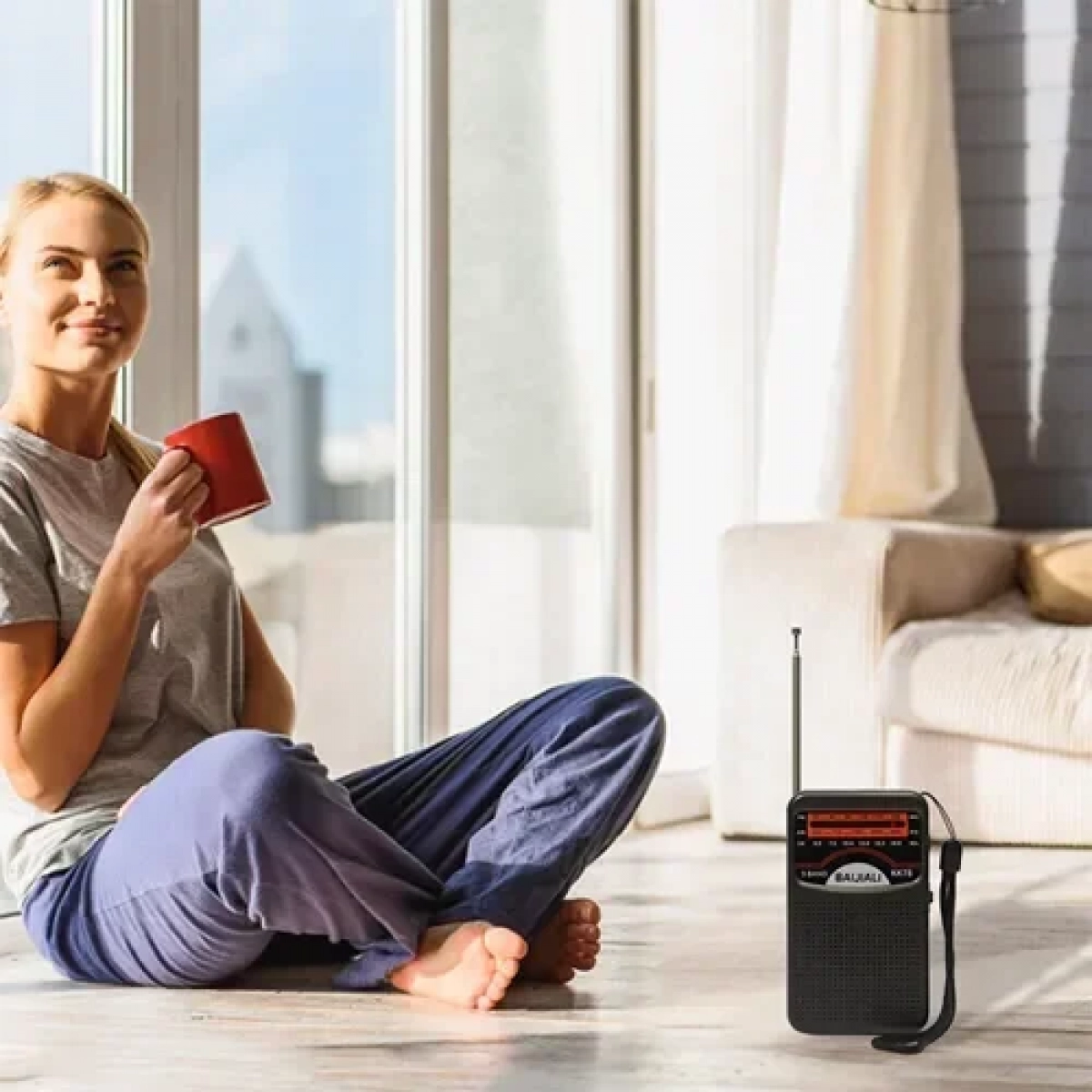 Mini φορητό ψηφιακό ραδιόφωνο SW/AM/FM LCD KK78 μαύρο - Image 4