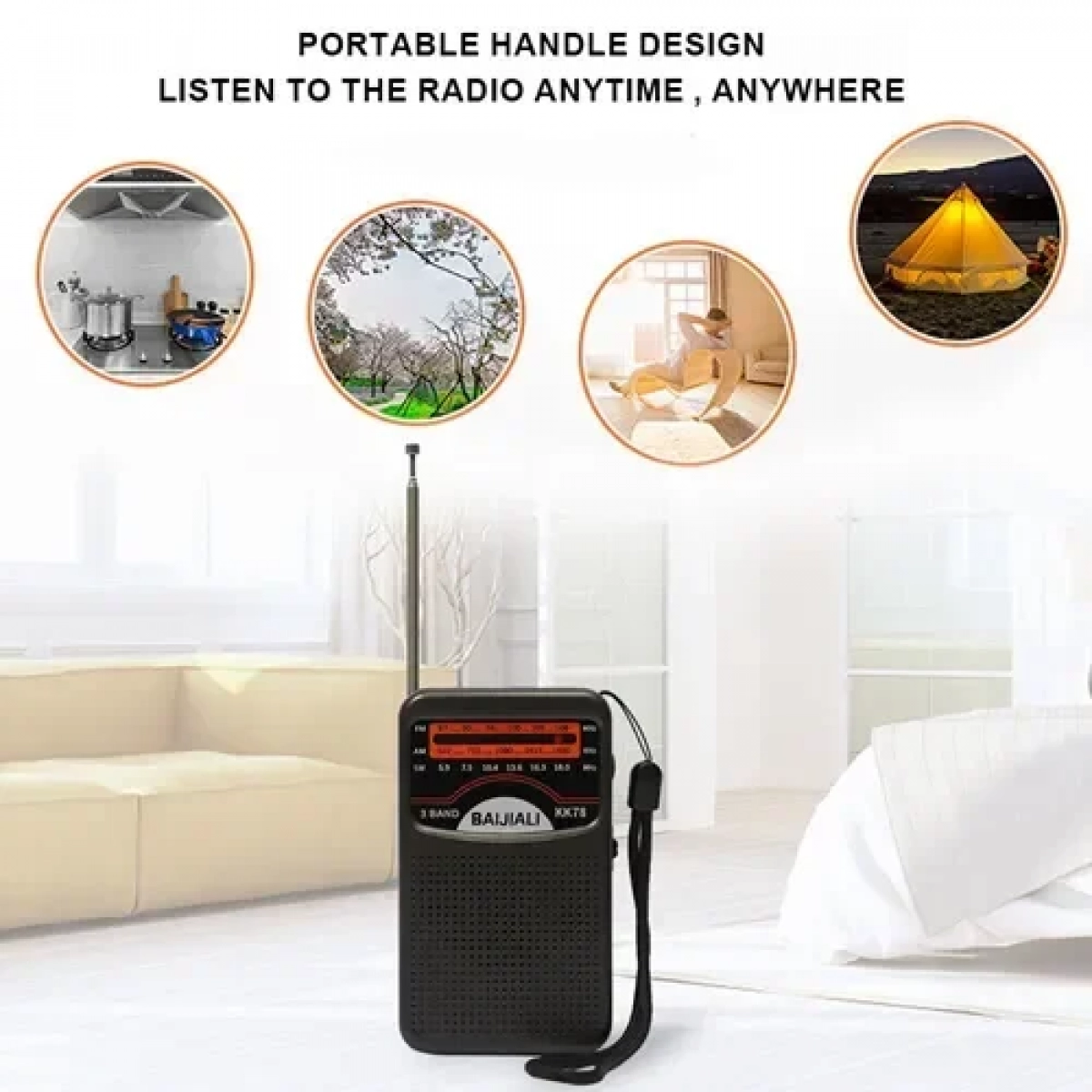 Mini φορητό ψηφιακό ραδιόφωνο SW/AM/FM LCD KK78 μαύρο - Image 5