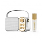 Mini σύστημα karaoke με ασύρματο μικρόφωνο Bluetooth – TF – USB – AUX YS-104 λευκό