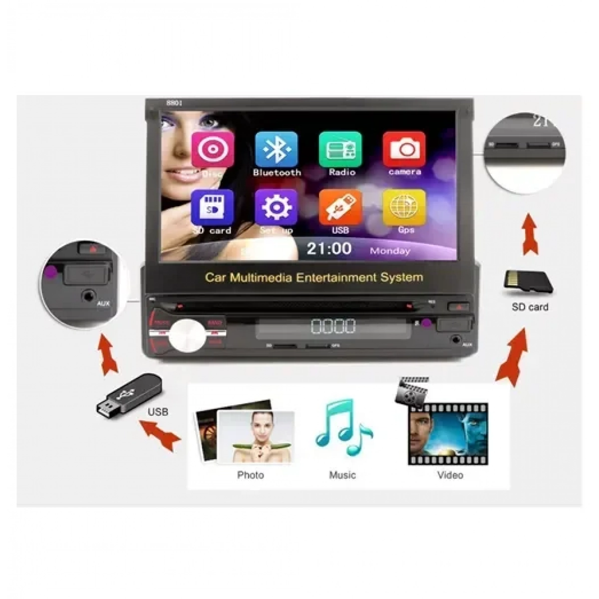 Οθόνη αυτοκινήτου Multimedia 1 din GPS Beko 8801 - Image 4