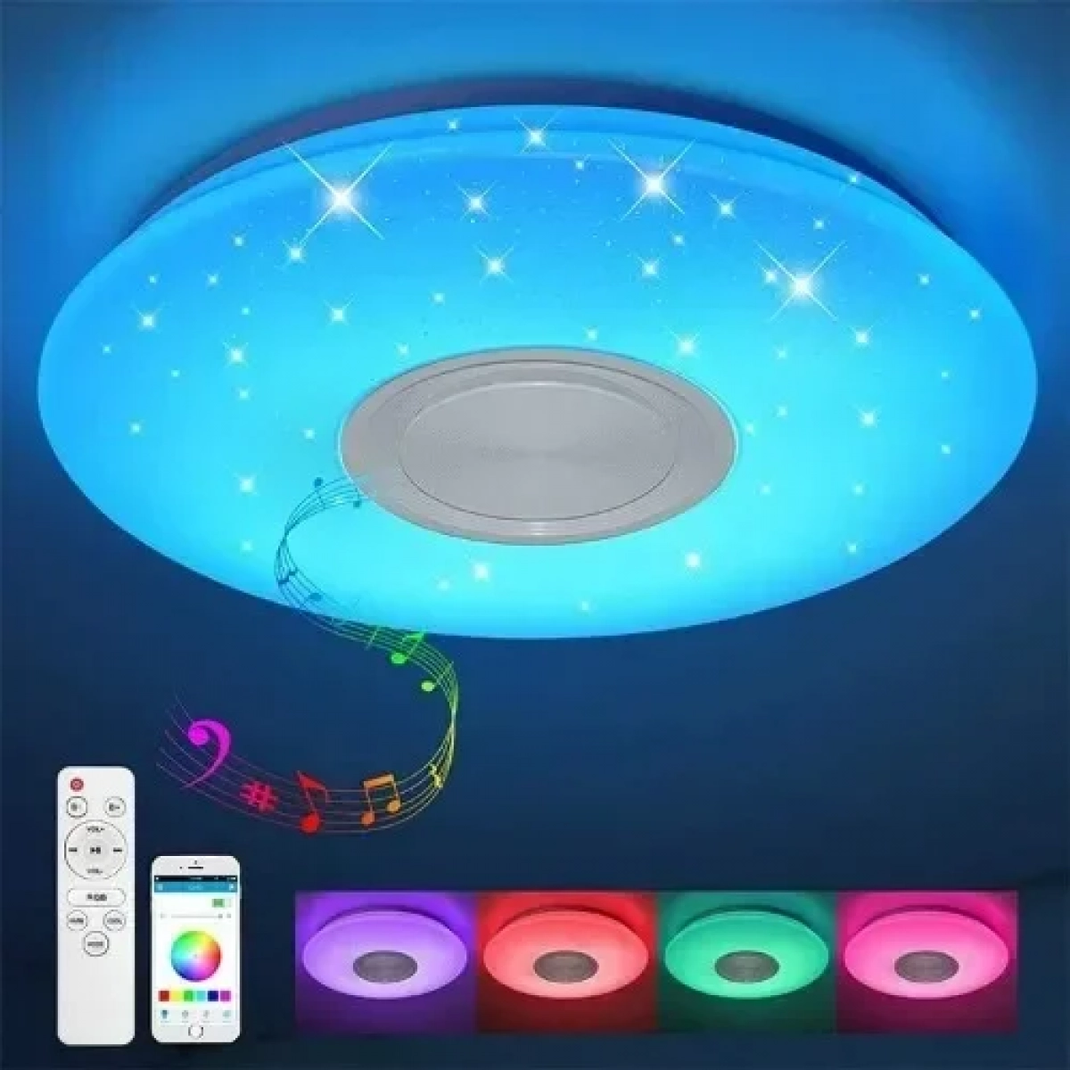 Φωτιστικό Οροφής Εσωτερικού Χώρου 62W RGB 500×500mm με Τηλεχειριστήριο και Ηχείο Universo C09-RGB