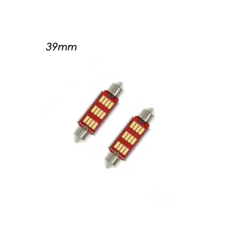 Σετ LED πλαφονιέρας C5W 39mm 12V 12 SMD ψυχρό λευκό 6000K 2τμχ