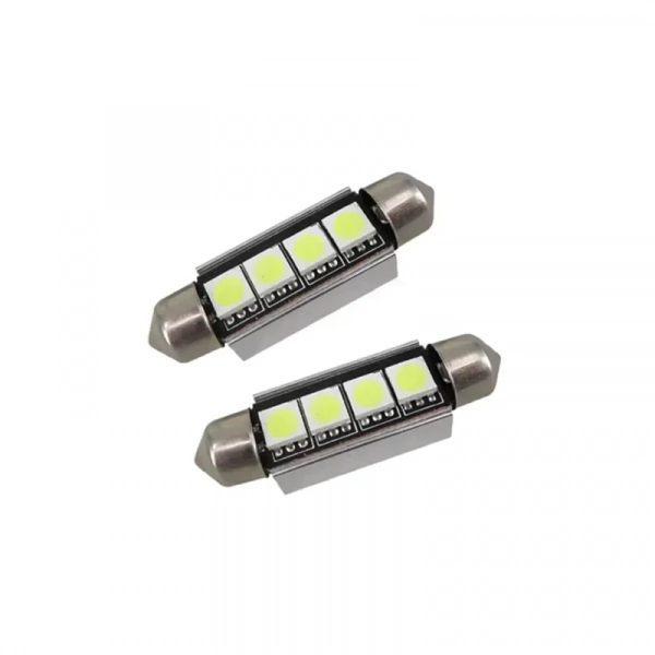Σετ LED πλαφονιέρας C5W Canbus 39mm 12V 4 SMD ψυχρό λευκό 6000K 2τμχ