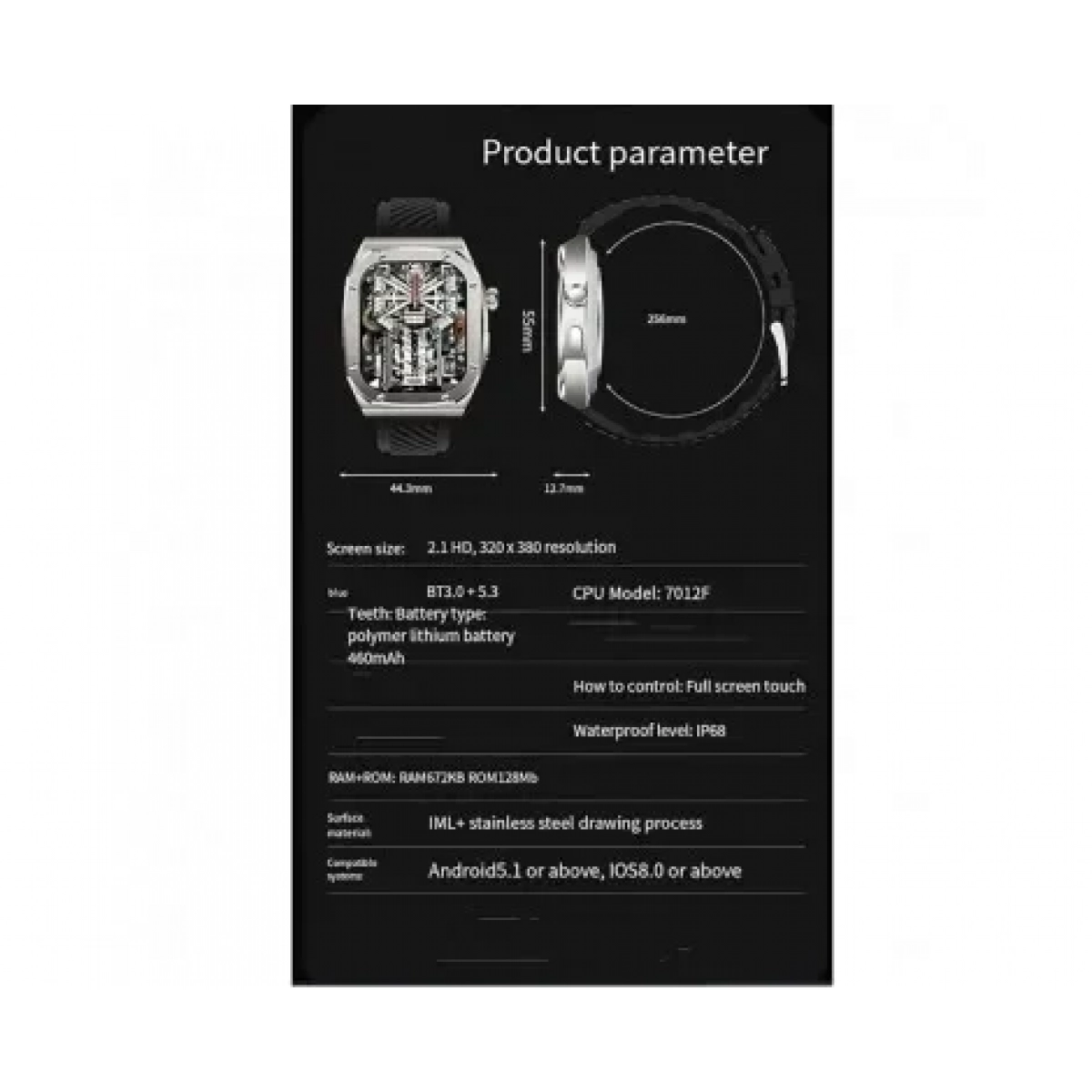 Z85 Max Smartwatch με Παλμογράφο Μαύρο