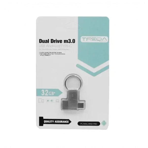 USB Stick 3.0 32GB με βύσμα USB-A και Type-C Treqa UP-02-32GB