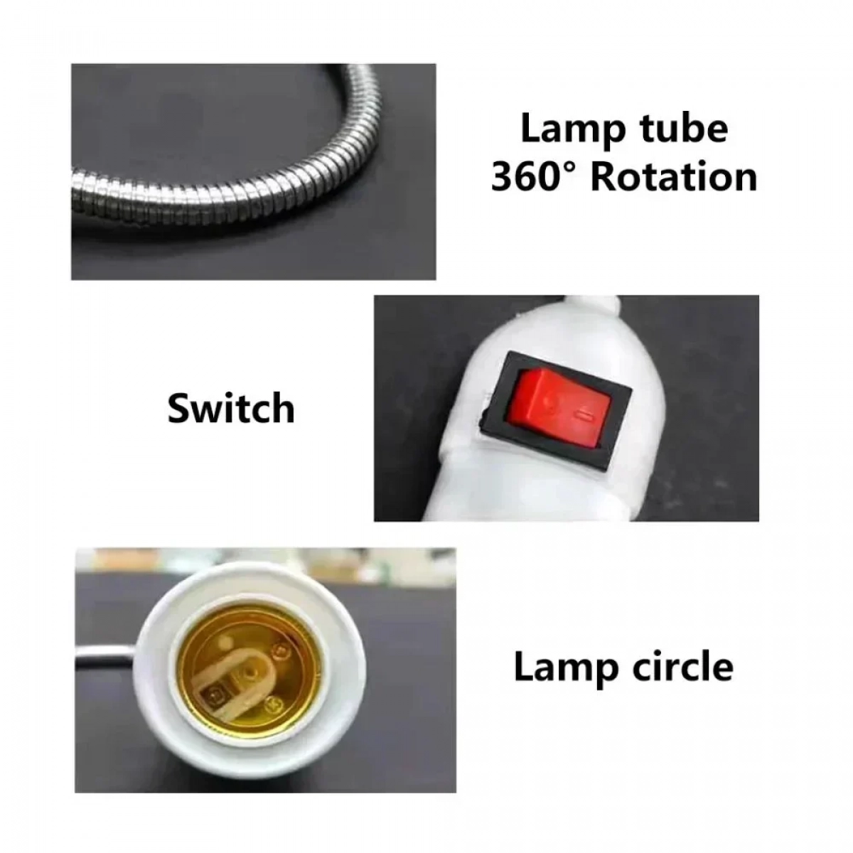 Βάση λάμπας τοίχου Ε27 με ευέλικτο βραχίονα με διακόπτη DY-26