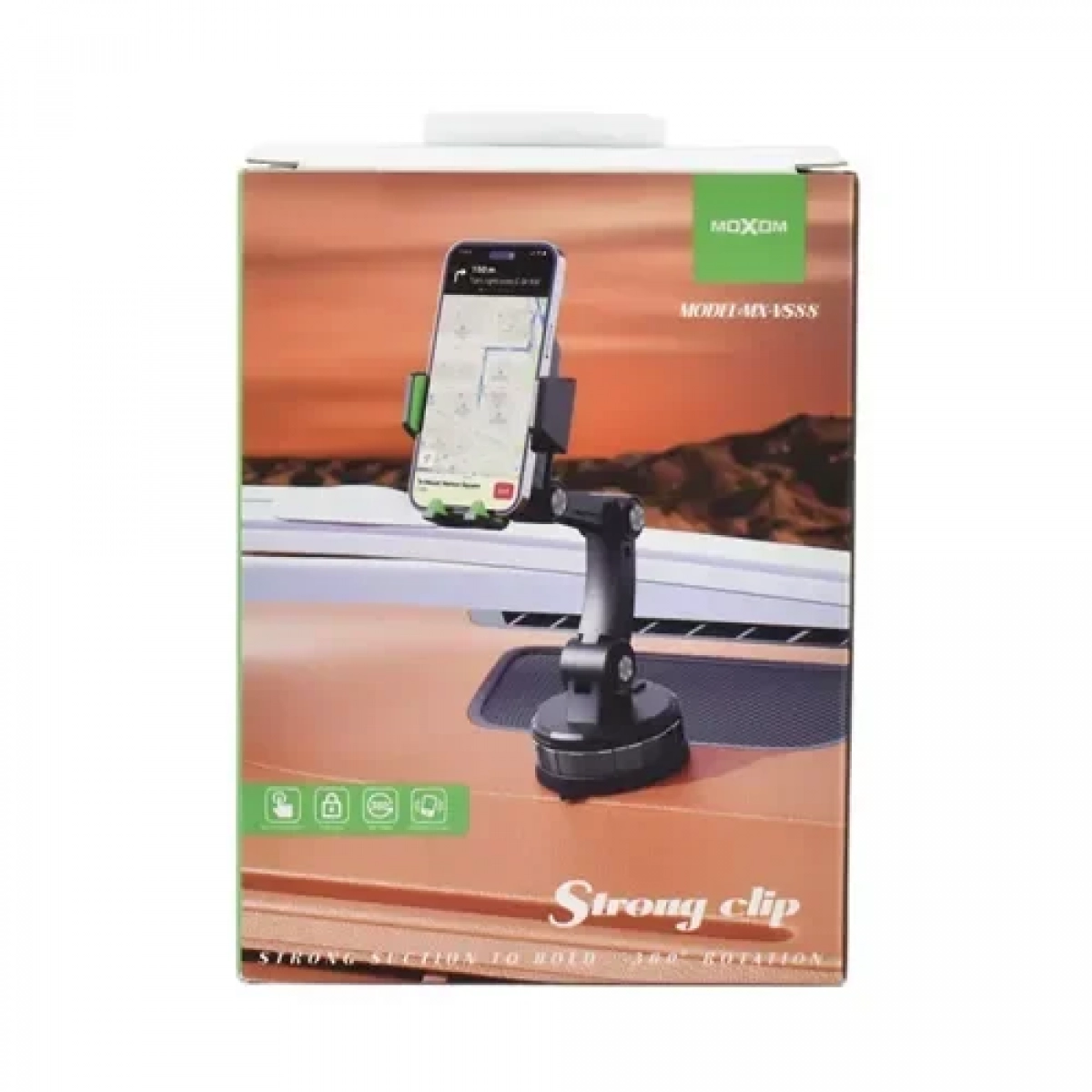 Βάση στήριξης Smartphone έως 6″ 360º με βραχίονα & βεντούζα Moxom MX-VS88 μαύρο - Image 3
