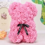 Αρκουδάκι 35cm από τεχνητά τριαντάφυλλα Ροζ Rose Bear