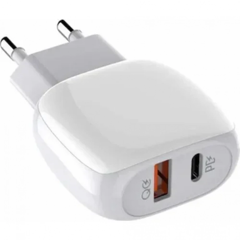 Φορτιστής με Θύρα USB-A και Θύρα USB-C και Καλώδιο USB-C 18W Power Delivery / Quick Charge 3.0 Λευκός LDNIO A2313C