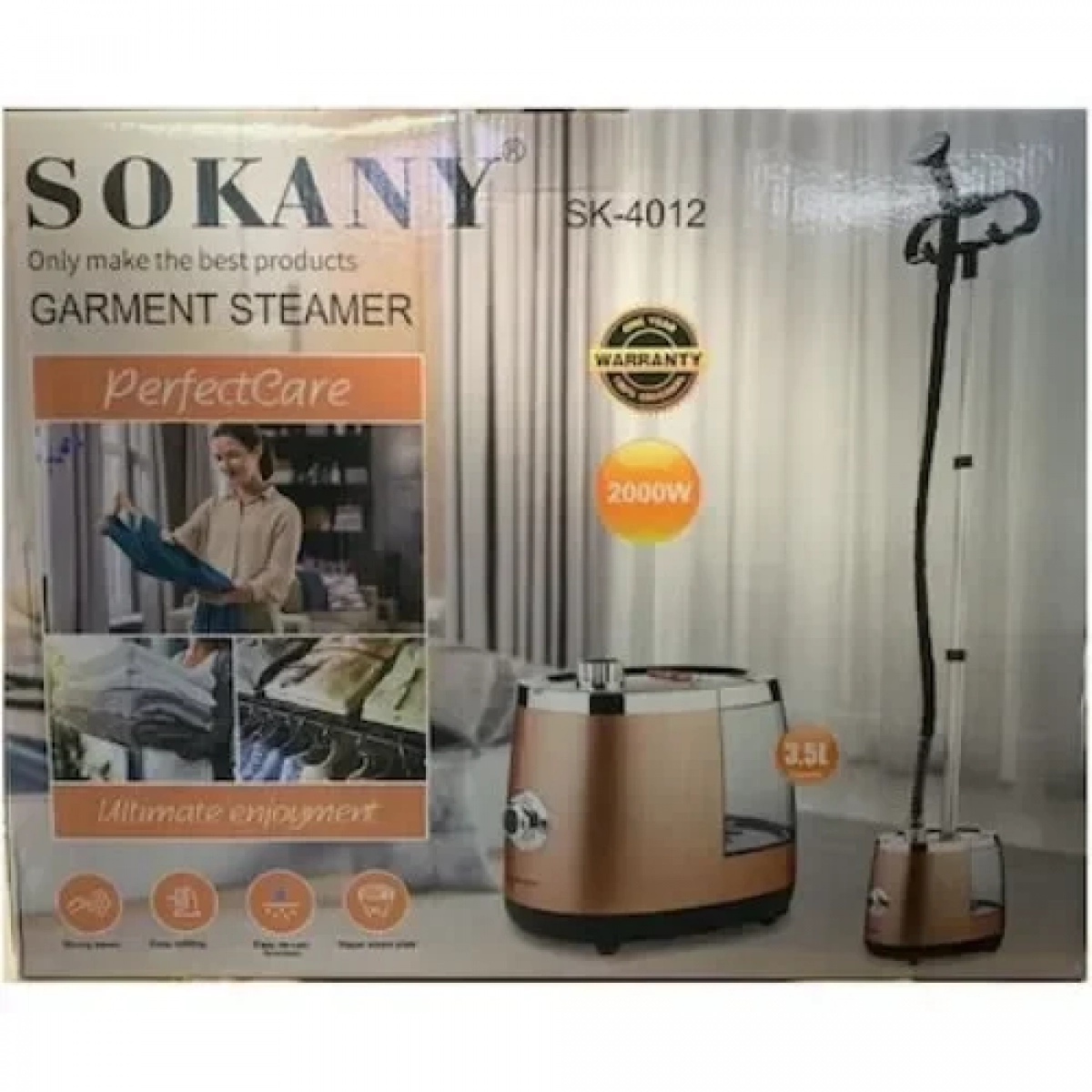 Sokany SK-4012 Ατμοκαθαριστής Ρούχων Δαπέδου 2000W με Δοχείο 350ml Χρυσό