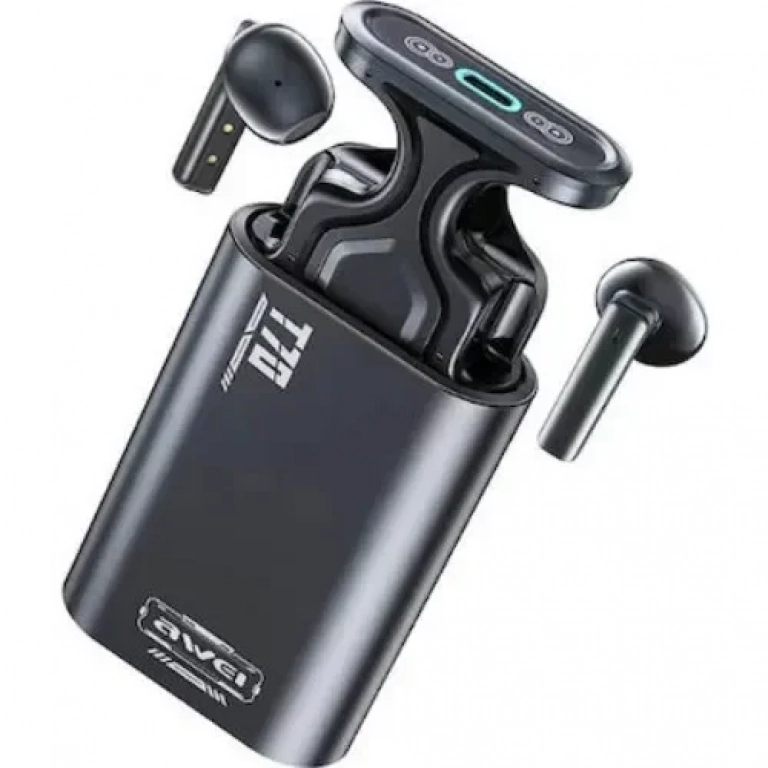 Awei T70 Ασύρματα Ακουστικά Bluetooth 5.3 με Αντοχή στον Ιδρώτα και Θήκη Φόρτισης Μαύρα