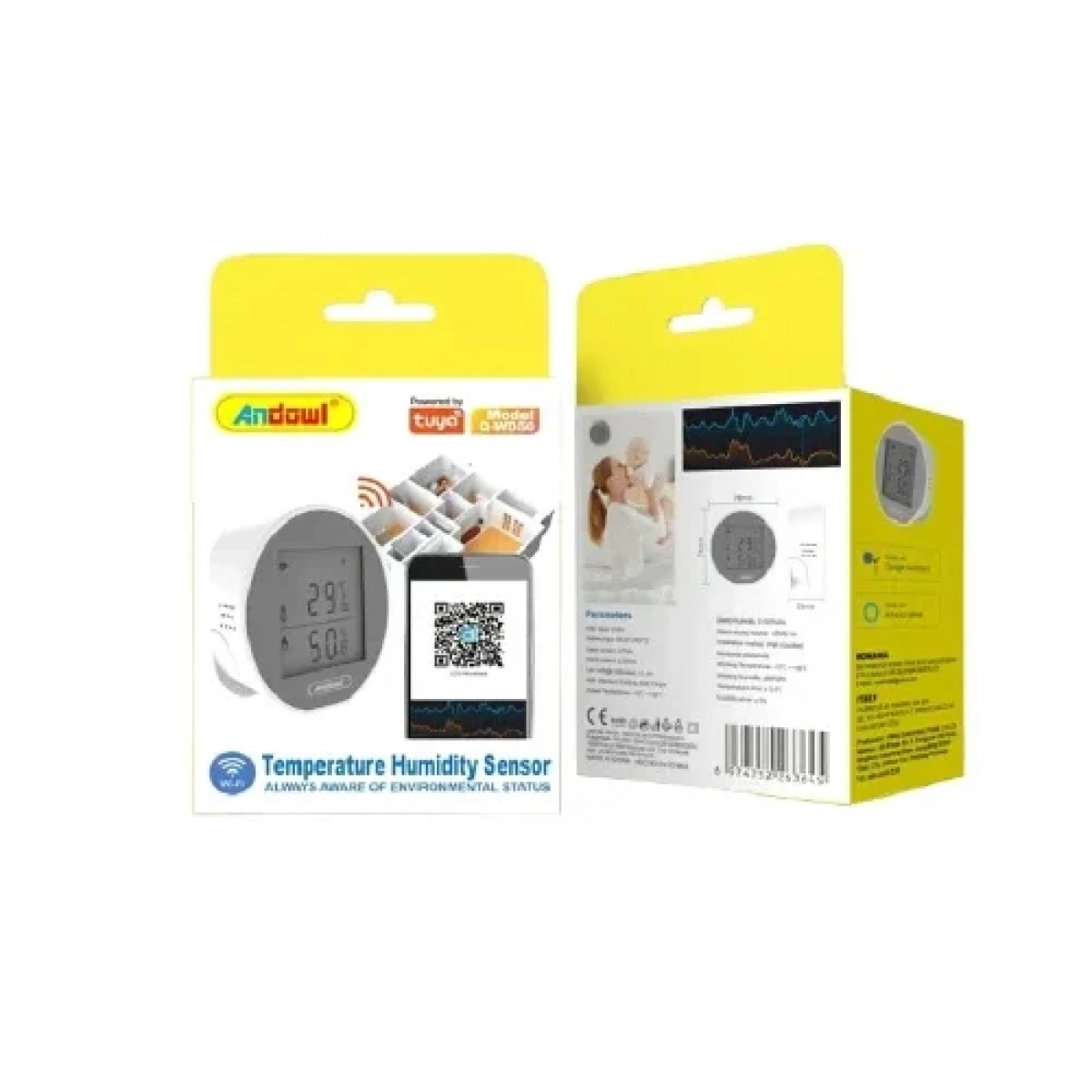 Αισθητήρας Θερμοκρασίας & Υγρασίας WiFi Andowl Q-WD50 – Λευκό