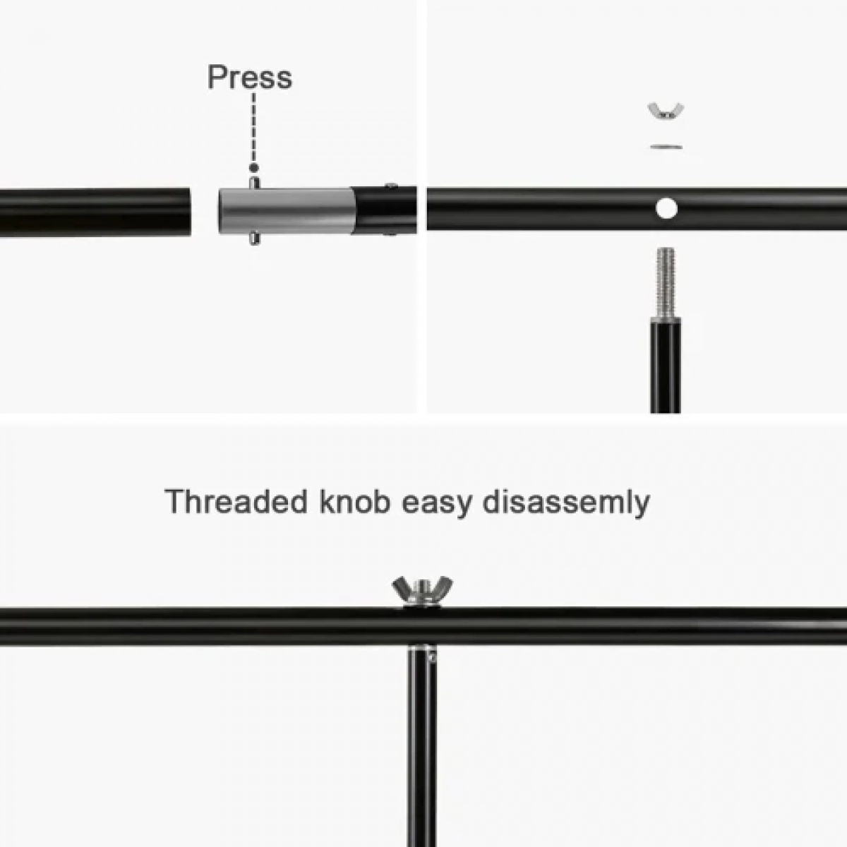 Τρίποδο Σταντ σε Σχήμα Τ Ρυθμιζόμενου Ύψους 67-200cm με Πράσινο Πανί 2x2m και Τσάντα Μεταφοράς PU5205G - Μαύρο - Image 9