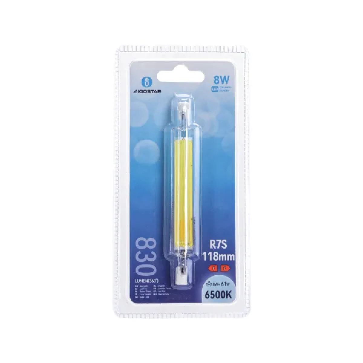 Λάμπα LED R7S 8W 6500K 118mm 830lm AIGOSTAR