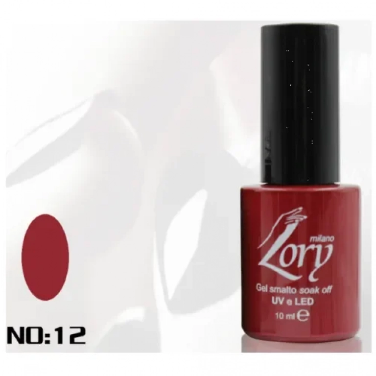 Ημιμόνιμο Βερνίκι Νυχιών no. 12 Smalto Gel Soak Off UV&LED 10ml Lory Milano Σκούρο Κόκκινο