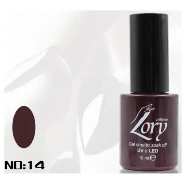 Ημιμόνιμο Βερνίκι Νυχιών no. 14 Smalto Gel Soak Off UV&LED 10ml Lory Milano Καφέ Σκούρο