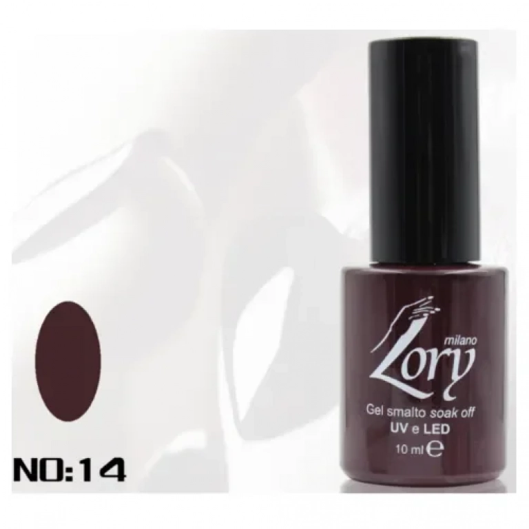 Ημιμόνιμο Βερνίκι Νυχιών no. 14 Smalto Gel Soak Off UV&LED 10ml Lory Milano Καφέ Σκούρο