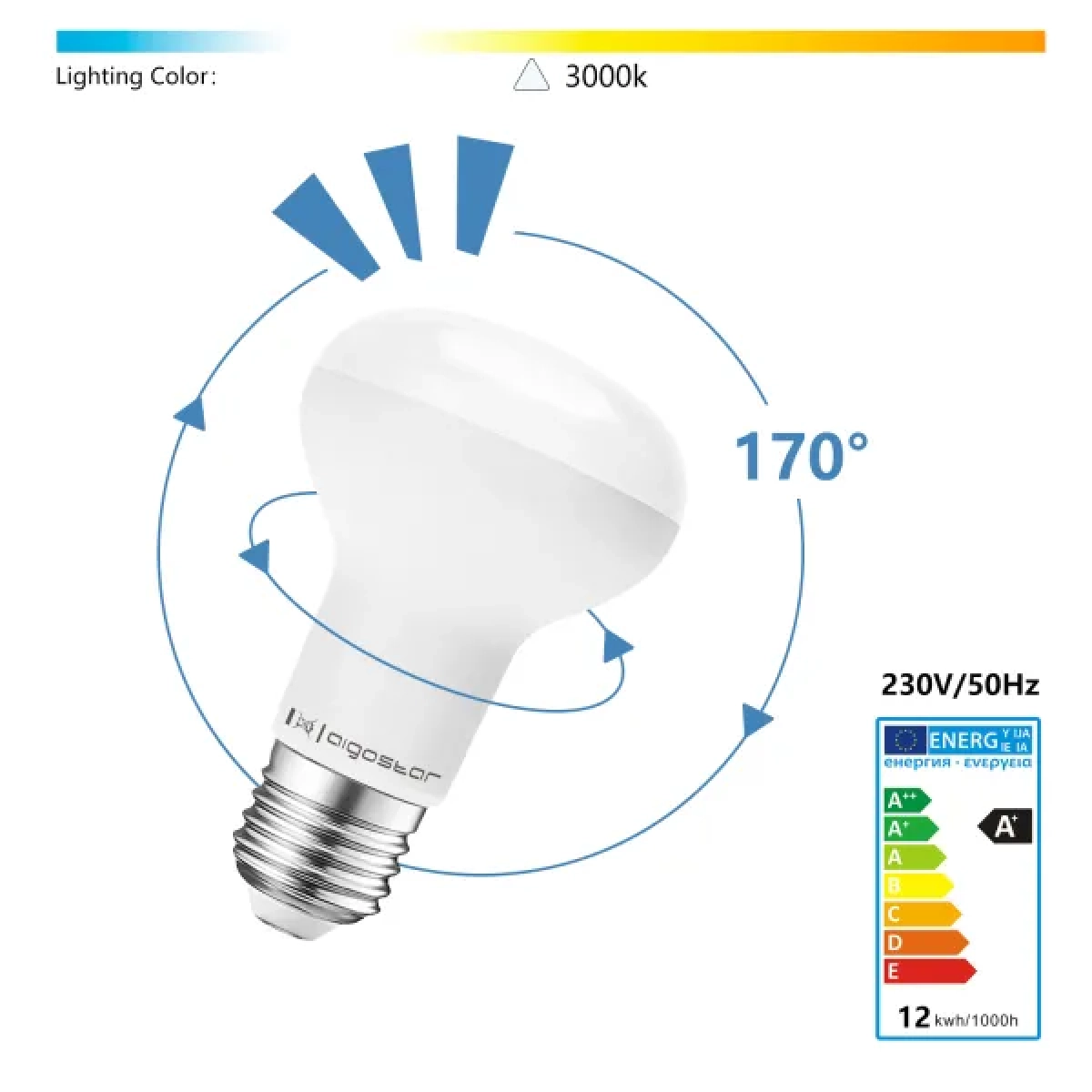 Λάμπα Led LED R80 E27 12W Θερμό Λευκό 3000K 1170lm Aigostar