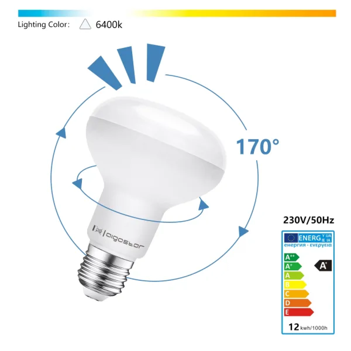 Λάμπα Led LED R80 E27 12W Ψυχρό Λευκό 6500K 1170lm Aigostar