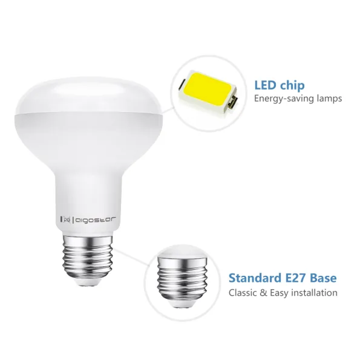 Λάμπα Led LED R80 E27 12W Ψυχρό Λευκό 6500K 1170lm Aigostar
