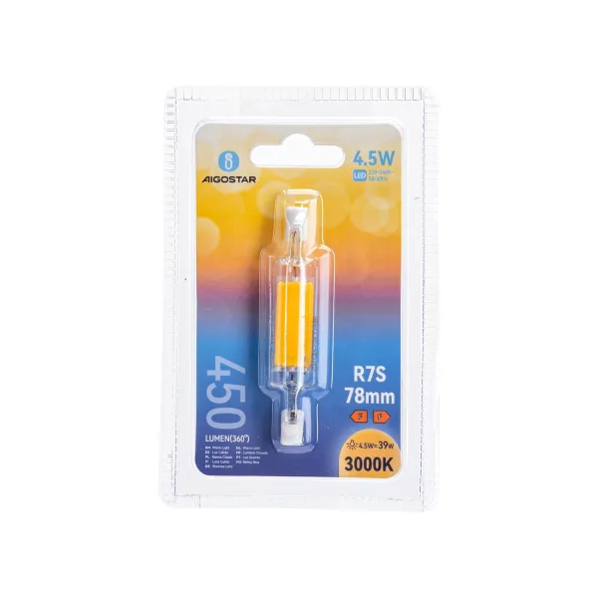 Λάμπα LED R7S 4.5W 3000K 78mm 450lm AIGOSTAR