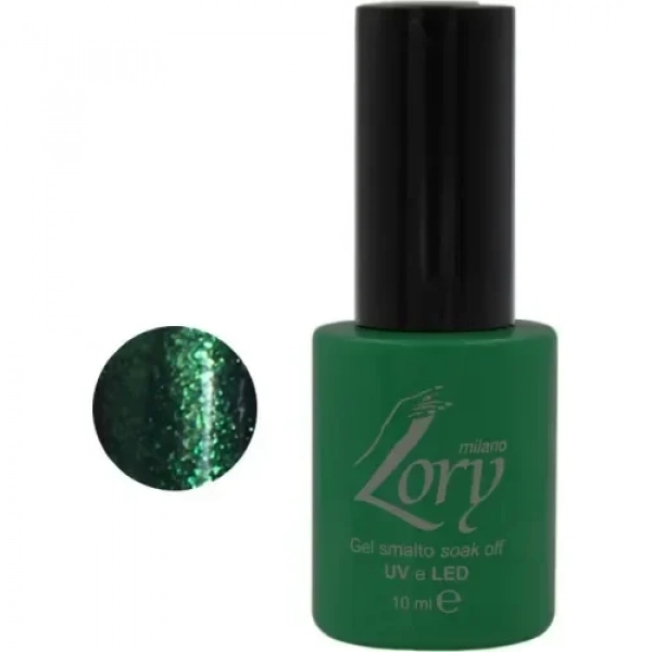 Ημιμόνιμο Βερνίκι Νυχιών no. 104 Smalto Gel Soaf Off UV&LED Gel Polish 10ml Lory Milano Πράσινο Χρυσόσκονη