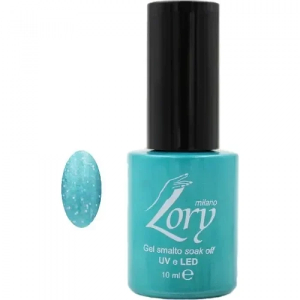 Ημιμόνιμο Βερνίκι Νυχιών no. 68 Smalto Gel Soak Off UV&LED 10ml Lory Milano Τιρκουάζ με Χρυσόσκονη