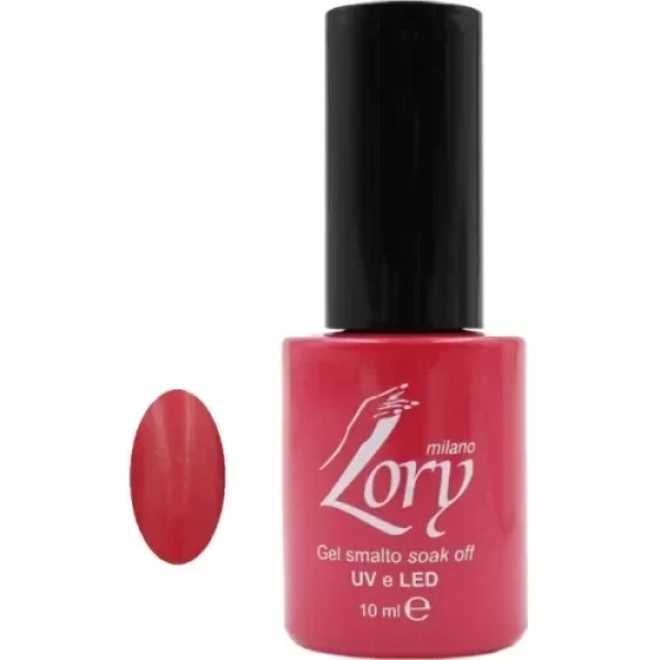 Ημιμόνιμο Βερνίκι Νυχιών no. 17 Smalto Gel Soak Off UV&LED 10ml Lory Milano Κόκκινο με Χρυσόσκονη