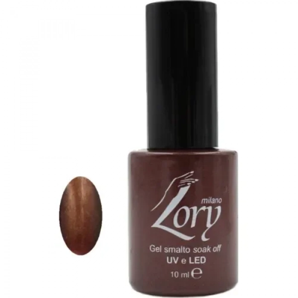 Ημιμόνιμο Βερνίκι Νυχιών no. 18 Smalto Gel Soak Off UV&LED 10ml Lory Milano Καφέ με Χρυσόσκονη