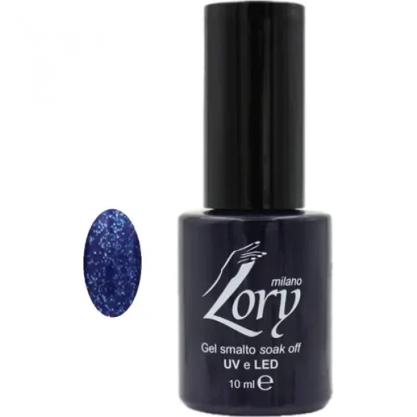Ημιμόνιμο Βερνίκι Νυχιών no. 66 Smalto Gel Soak Off UV&LED 10ml Lory Milano Σκούρο Μπλε με Χρυσόσκονη