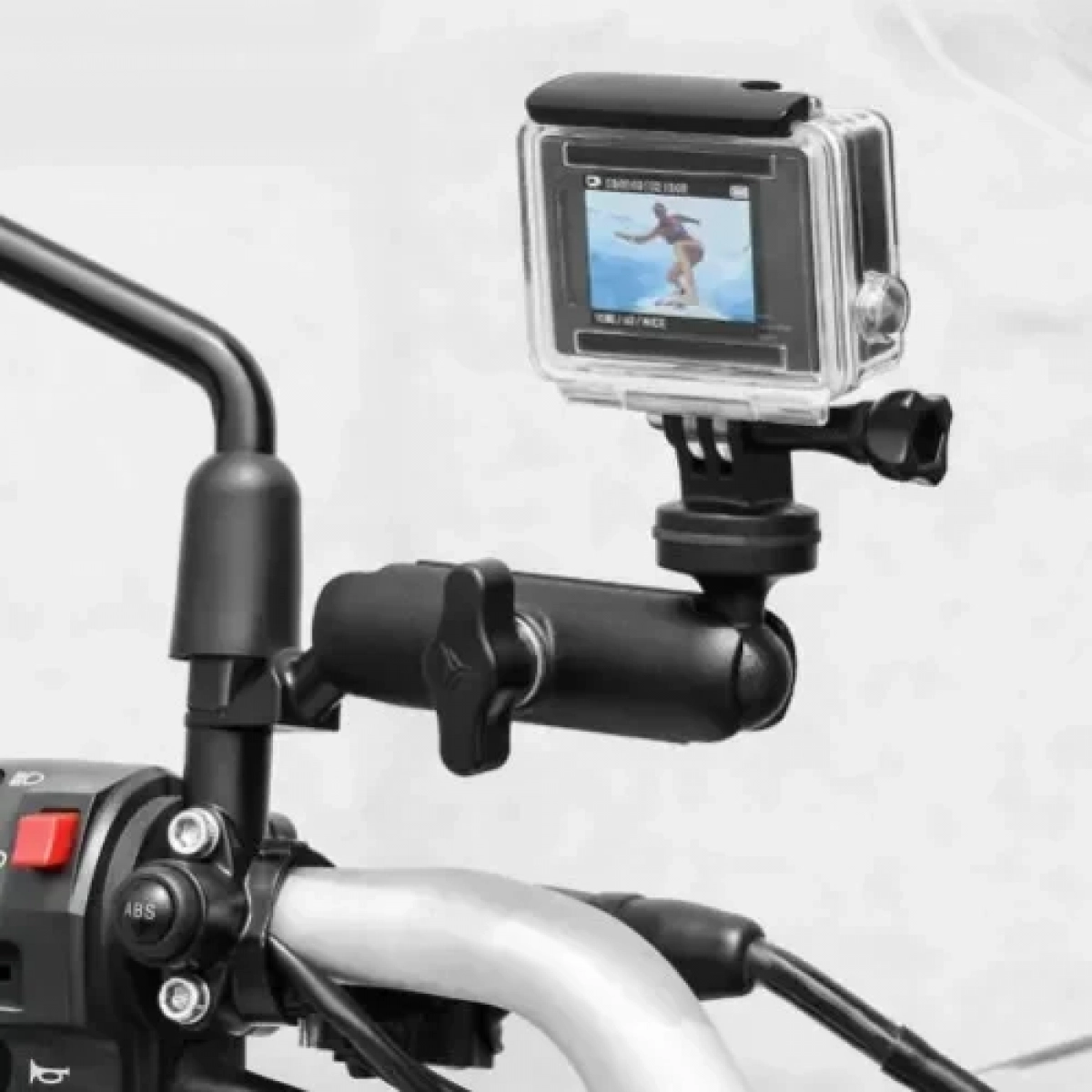 Motowolf Βάση αλουμινίου για Action Camera/GoPro με βάση για τιμόνι ή κάγκελα μοτοσυκλέτας 360 μοιρών 3519MDL