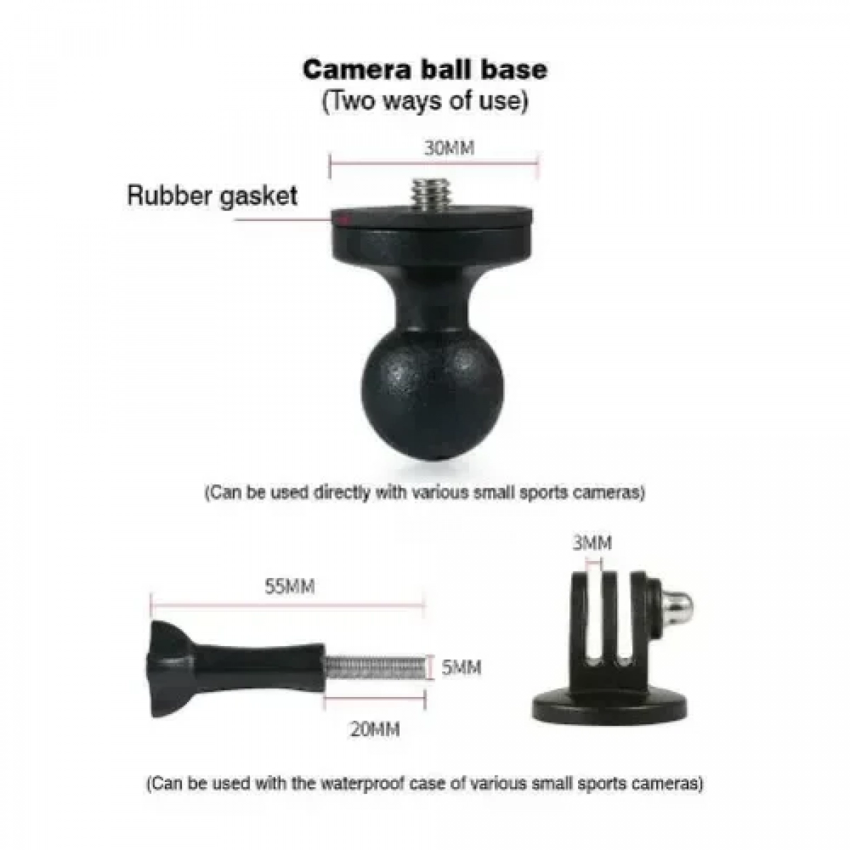 Motowolf Βάση αλουμινίου για Action Camera/GoPro με βάση για τιμόνι ή κάγκελα μοτοσυκλέτας 360 μοιρών 3519MDL