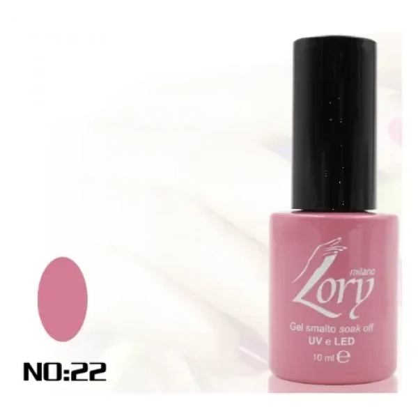 Ημιμόνιμο Βερνίκι Νυχιών no. 22 Smalto Gel Soak Off UV&LED 10ml Lory Milano Ροζ