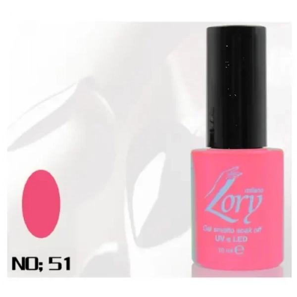 Ημιμόνιμο Βερνίκι Νυχιών no. 51 Smalto Gel Soak Off UV&LED 10ml Lory Milano Ροζ