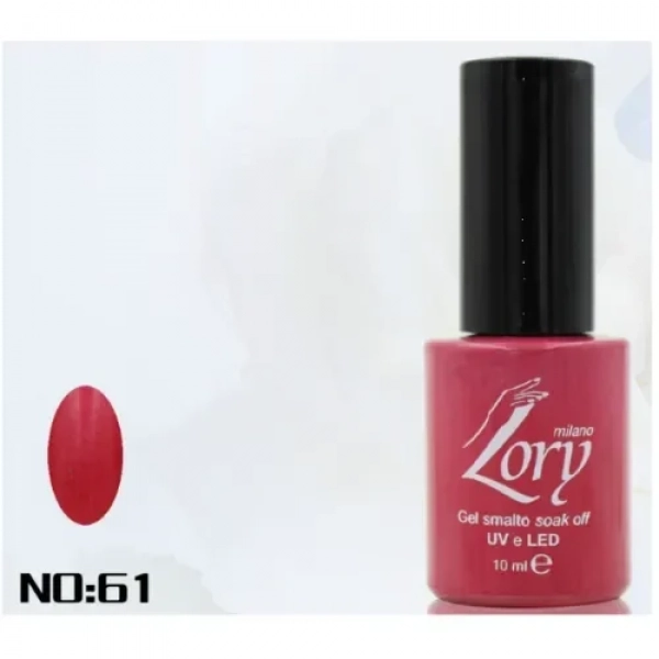 Ημιμόνιμο Βερνίκι Νυχιών no. 61 Smalto Gel Soak Off UV&LED 10ml Lory Milano Κόκκινο