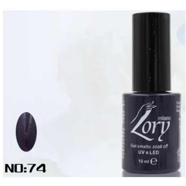 Ημιμόνιμο Βερνίκι Νυχιών no. 74 Smalto Gel Soak Off UV&LED 10ml Lory Milano Μωβ Μαύρο