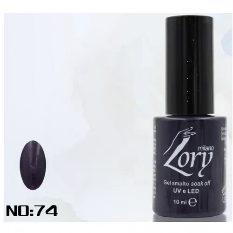 Ημιμόνιμο Βερνίκι Νυχιών no. 74 Smalto Gel Soak Off UV&LED 10ml Lory Milano Μωβ Μαύρο