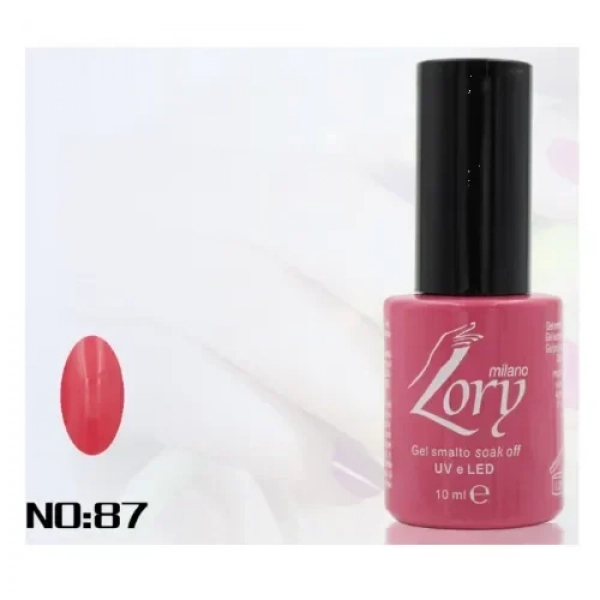Ημιμόνιμο Βερνίκι Νυχιών no. 87 Smalto Gel Soak Off UV&LED 10ml Lory Milano Ροζ με Γυαλάδα