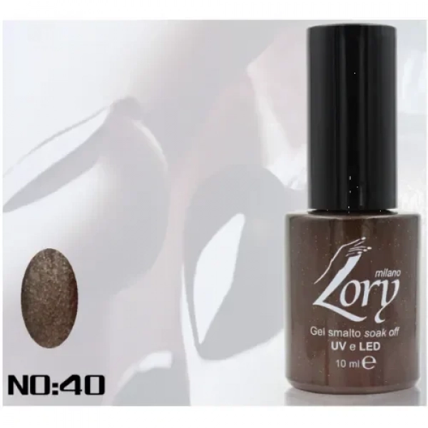 Ημιμόνιμο Βερνίκι Νυχιών no. 40 Smalto Gel Soak Off UV&LED 10ml Lory Milano Σκούρο Χρυσό με Χρυσόσκονη