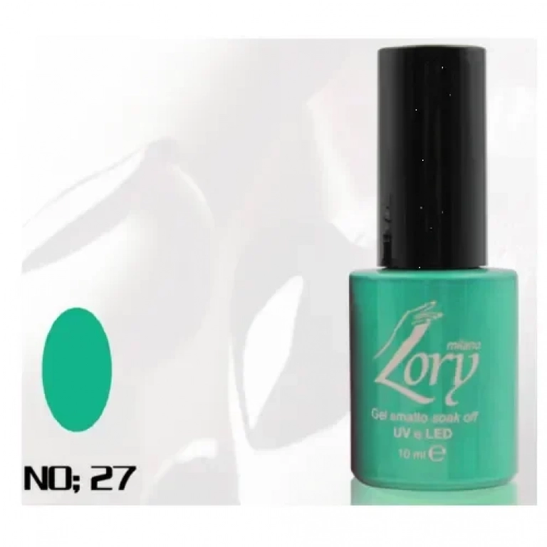 Ημιμόνιμο Βερνίκι Νυχιών no. 27 Smalto Gel Soak Off UV&LED 10ml Lory Milano Πράσινο Σμαραγδί