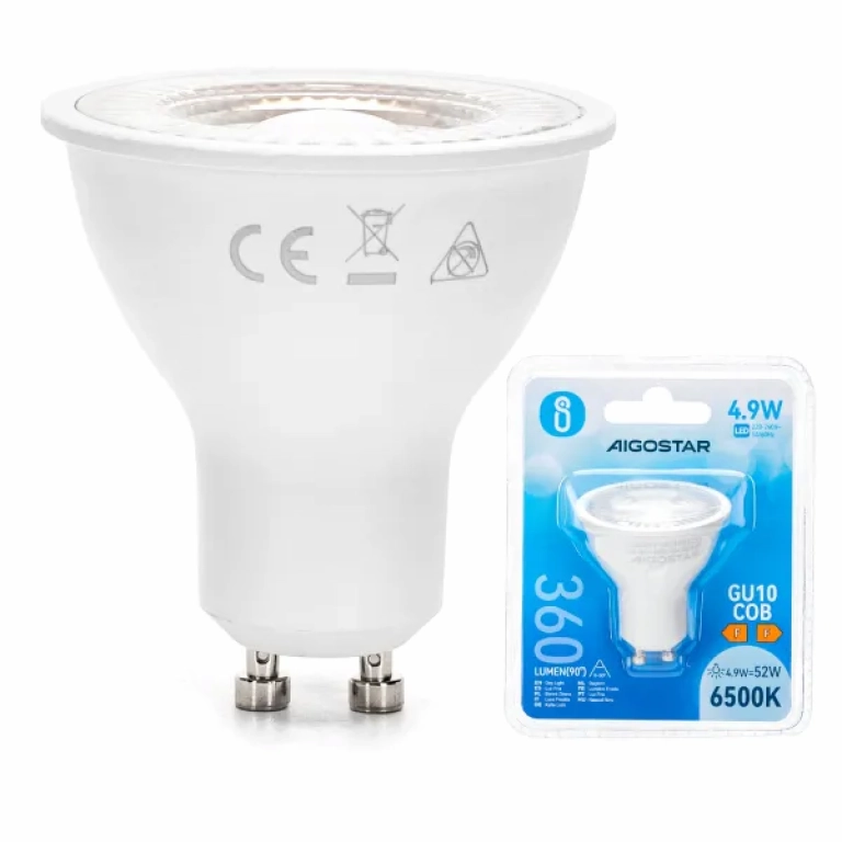 Λάμπα Led LED GU10 COB 4.9W Ψυχρό Λευκό 6500K 360lm Aigostar